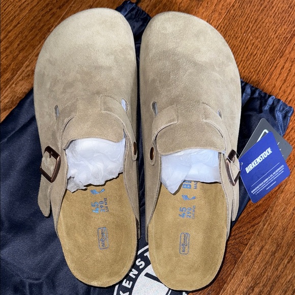 Birkenstock Taupe Suede Slip-Ons - Picture 1 of 3